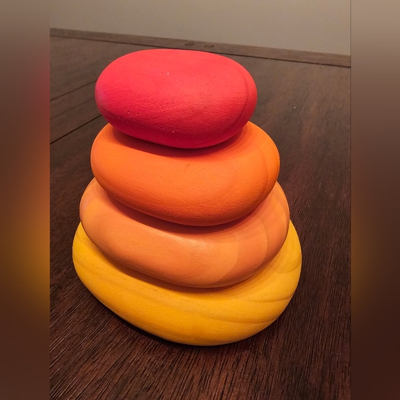 Set of 3 wooden stacking pebbles - Picture 2 of 7